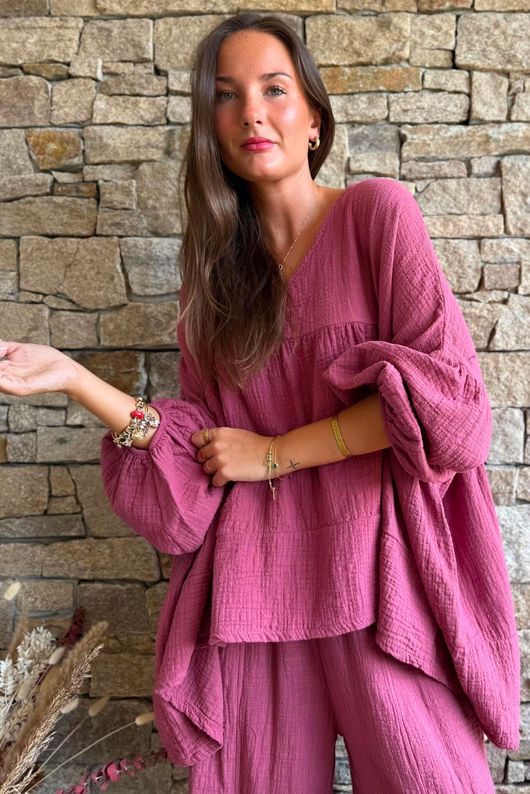 Suri Cushion Cotton Artist Smock Deep Rose